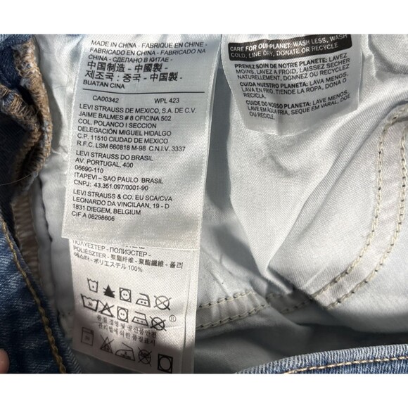 Levi's 721 Premium High Rise Denim Jean Skinny Sz 33 Sequin Logo Stripes Raw Hem - Picture 12 of 16